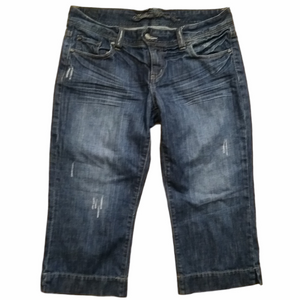 Madison Denim Co 9/10 Blue Distressed Capris Cotton Mid Rise Summer Jeans